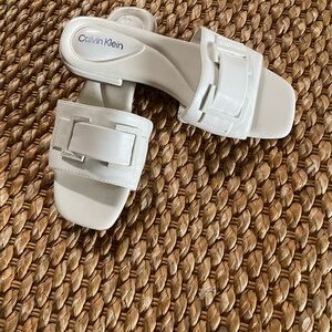 Calvin Klein Women's White Slide Sandals